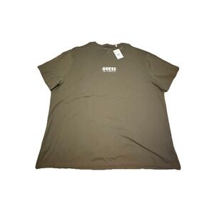 NWT GUESS JEANS Green T Shirt Mens 3XL Embroidered Spell Out‎ Logo